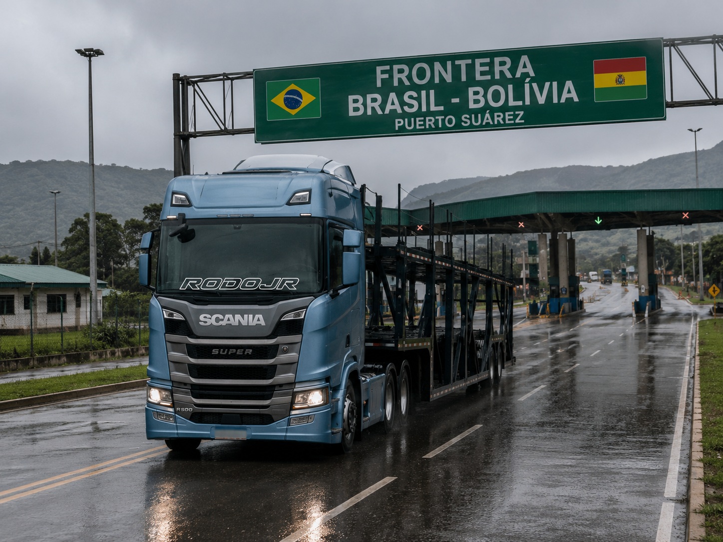 Cegonha TR Junior transportando veículos novos